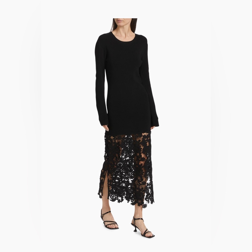 Sea New York Black Lace Sabine knit Midi Dress. Small NWT